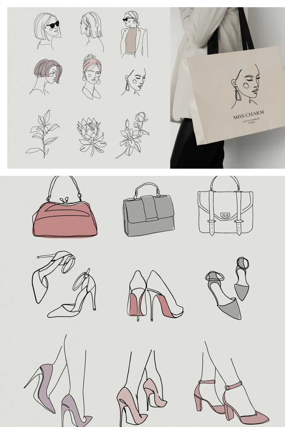 An image of women's things on envelopes.