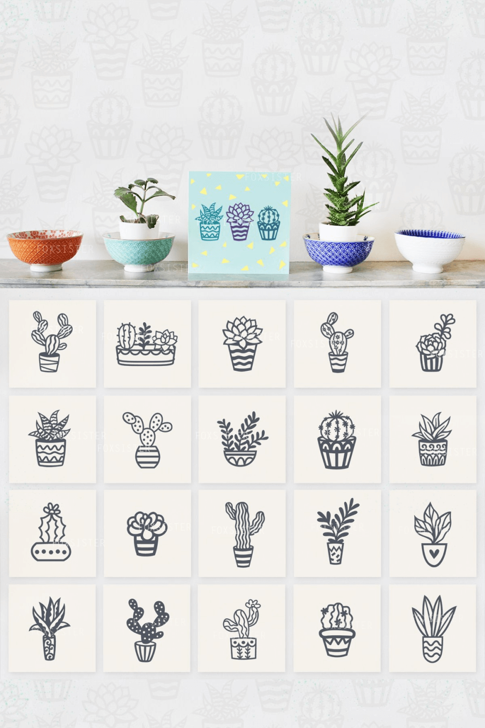 In pots vector collection.