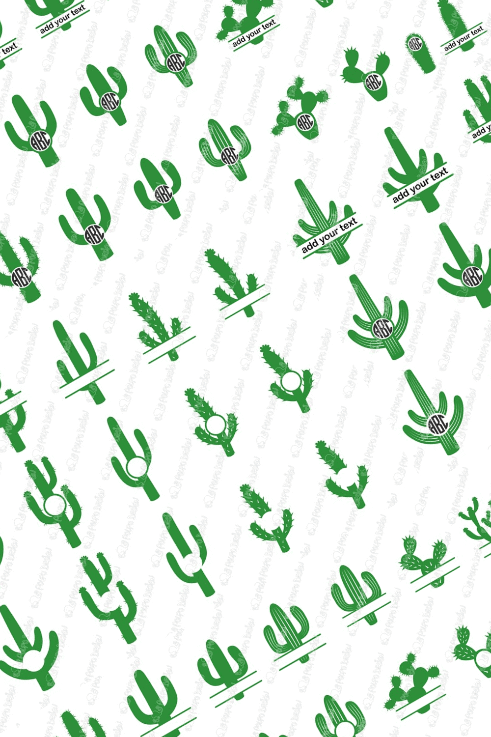 Diagonal Green Cactuses Picture.