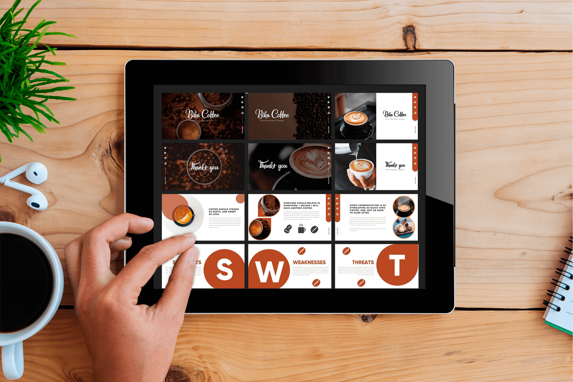 Preview Bika Coffee - Coffee Addict Keynote on Tablet.