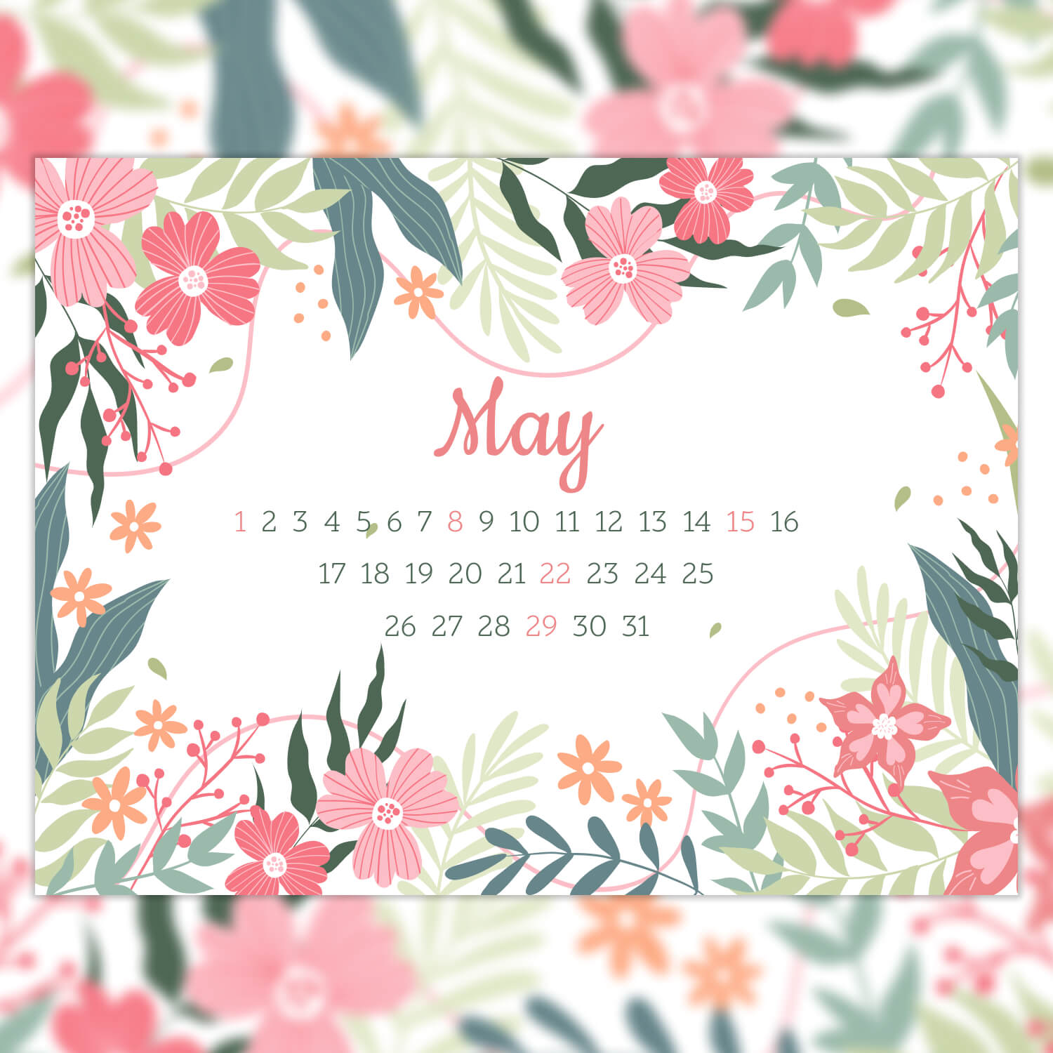 Free May Calendar Editable Template previews.