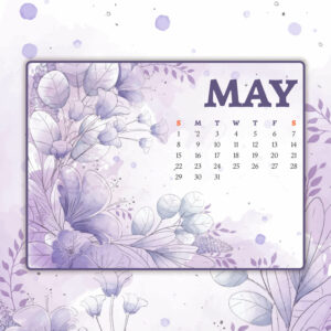 Free Purple Fully Editable May Calendar – MasterBundles