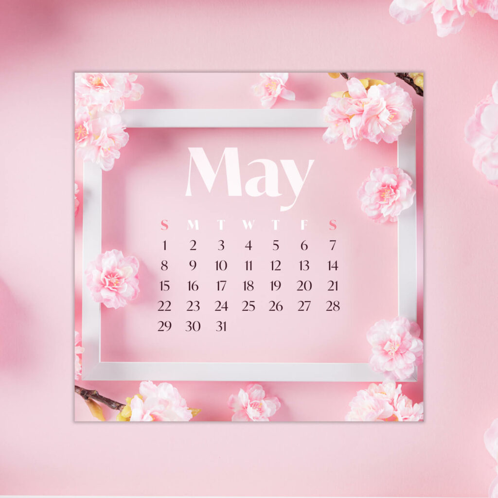 Free Pink Editable May Calendar – MasterBundles