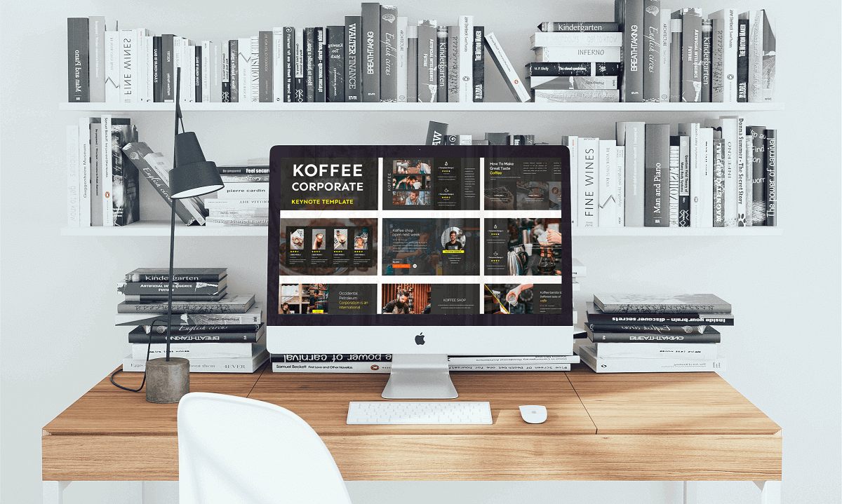 Preview Koffee Corporate - Keynote Template on Computer.
