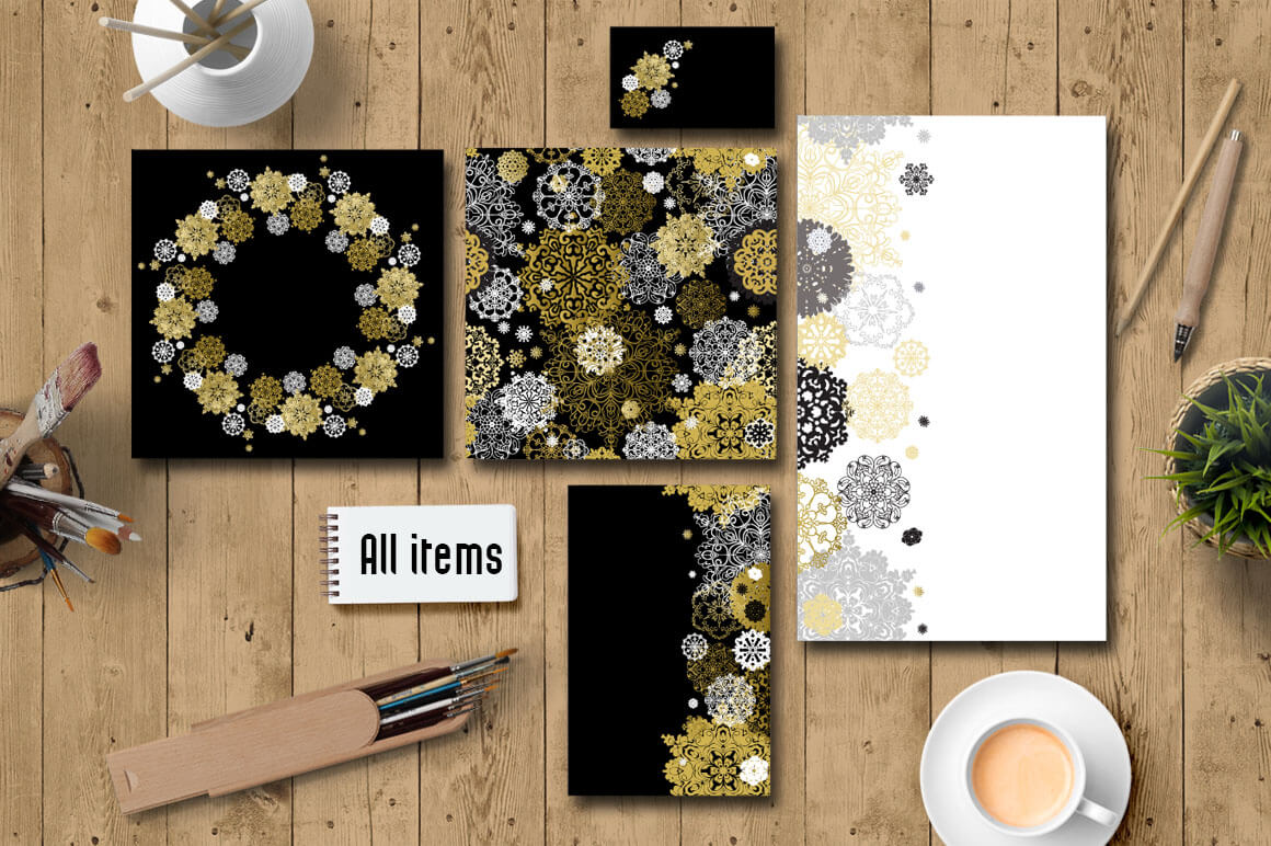 Useful for cards, banners, stationery or any other kind of your winter holiday designs.