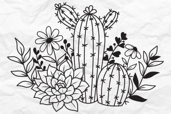 SVG cactus flower succulent.