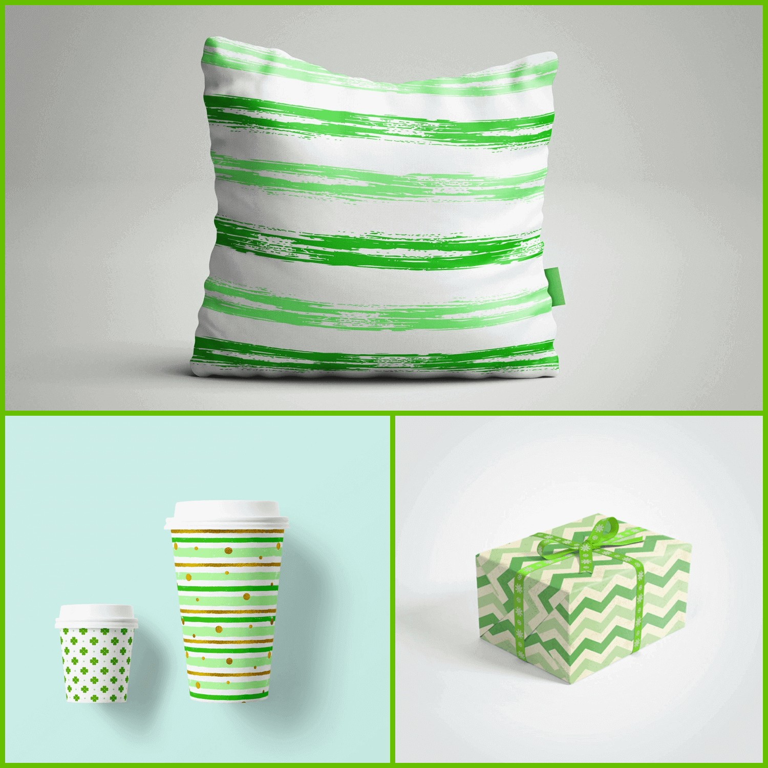 Examples of Using Seamless Patterns of St. Patrick's Day.