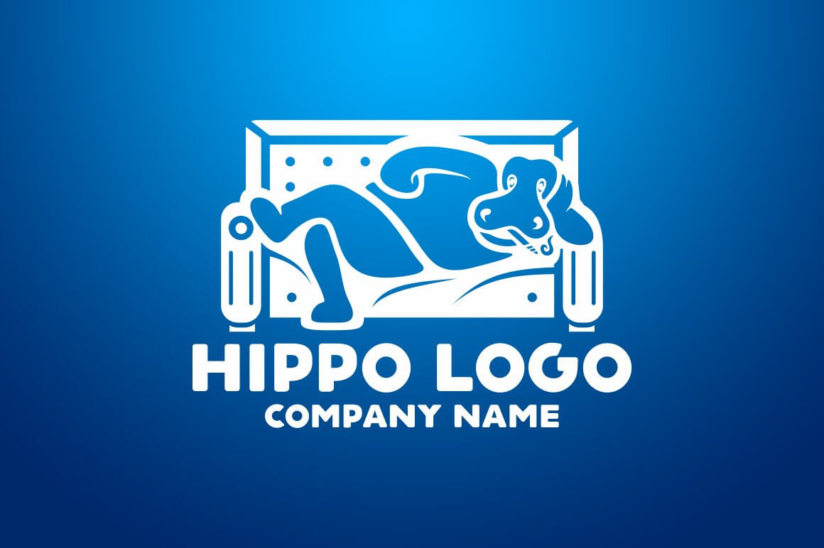 Hippo blue logo company name.