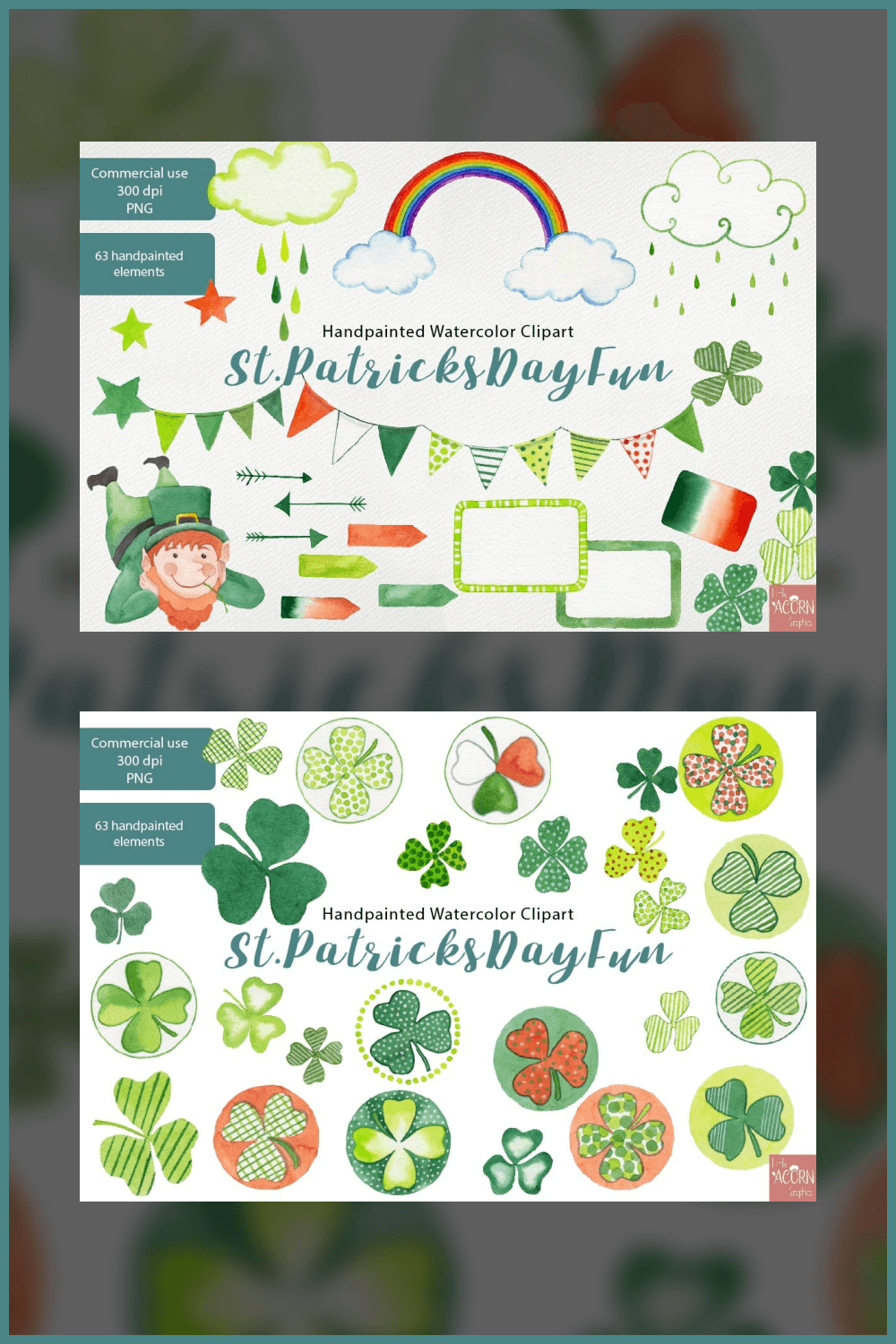Watercolor clipart st patricks day.