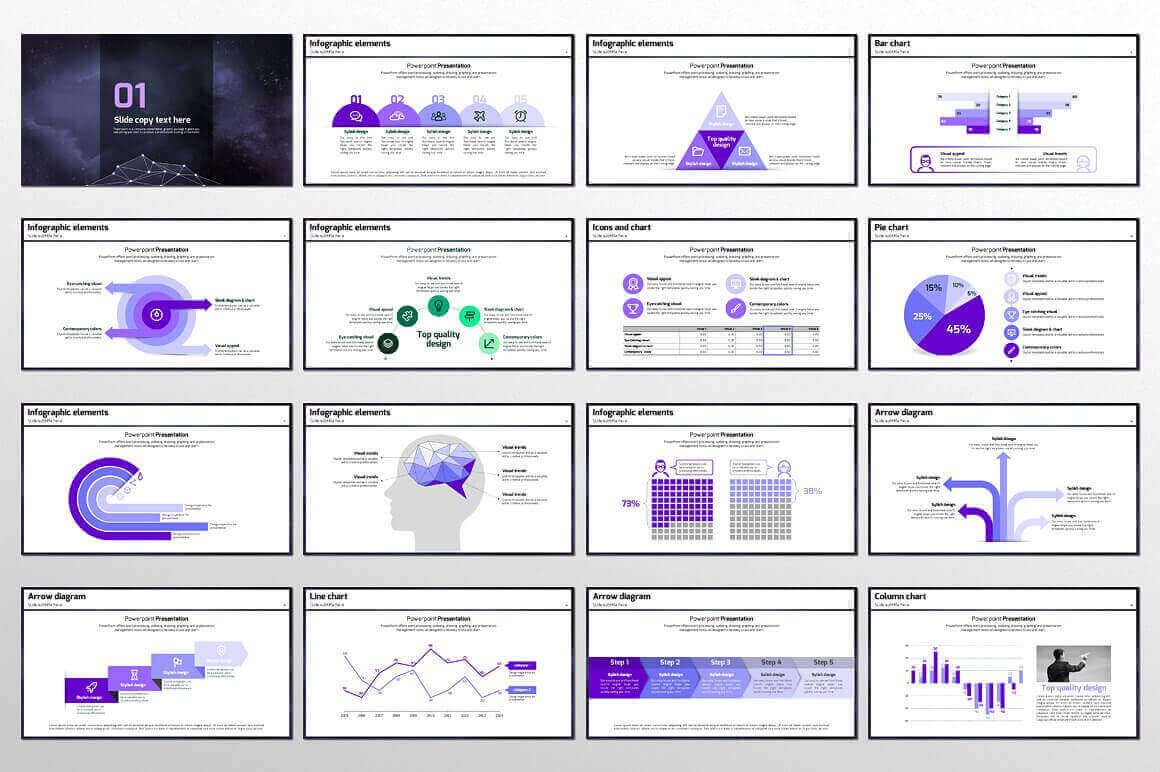 Infographic Elements in Violet and White Color.