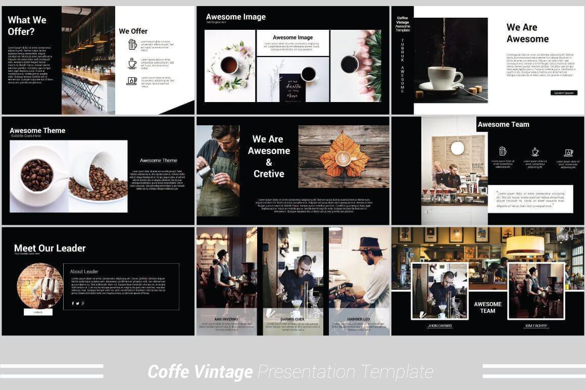 Awesome Team of Coffee Vintage Presentation Template.