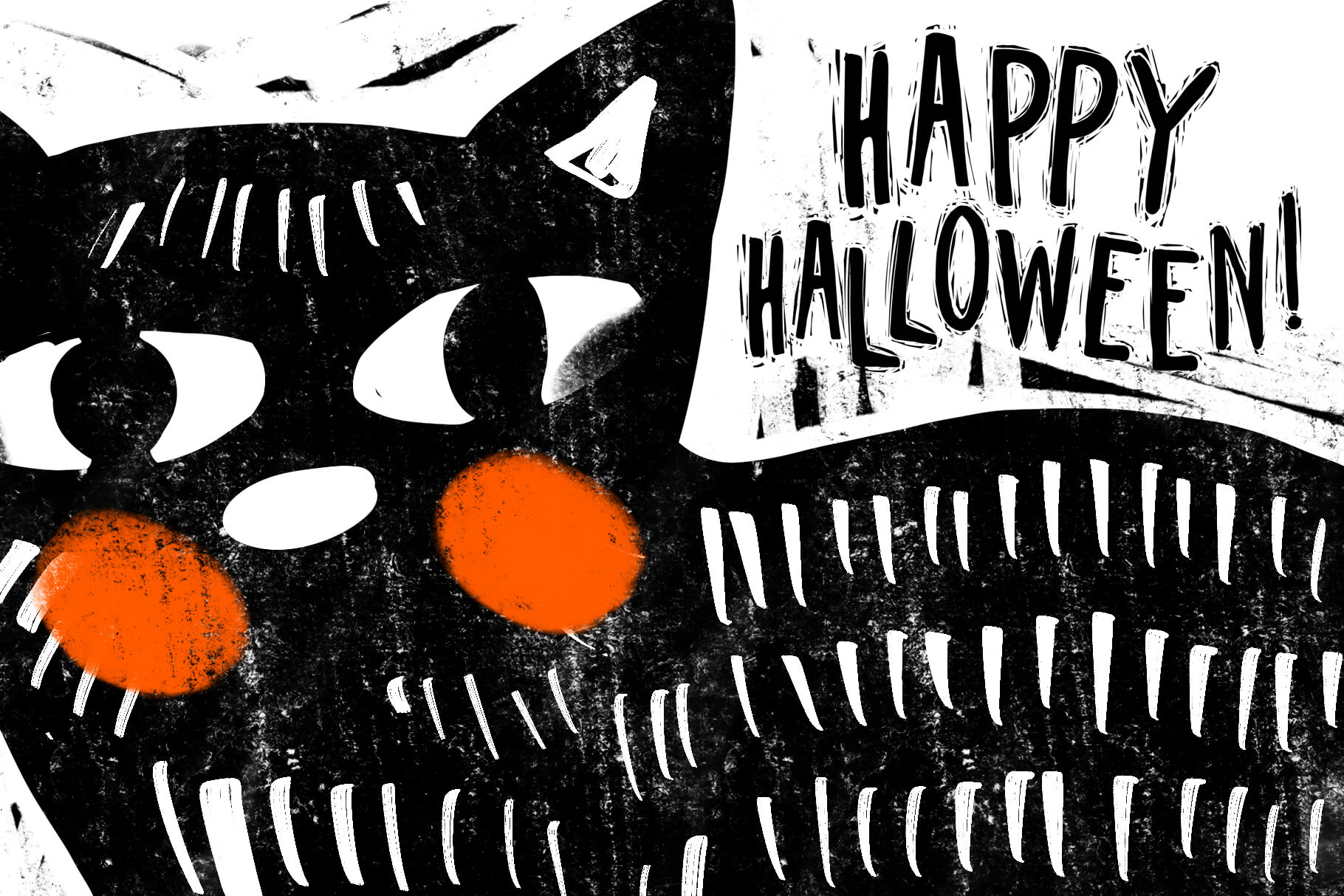 Halloween Linocut Clipart happy halloween.