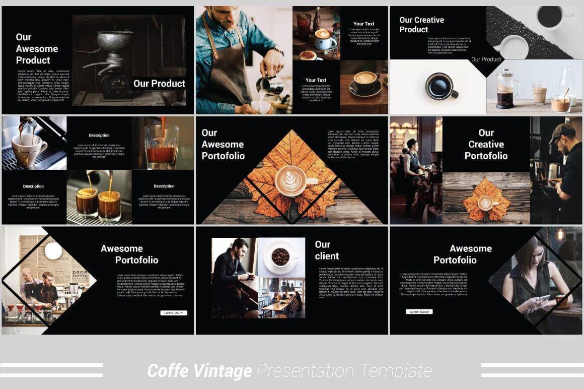 Many Slides of Coffe Vintage Presentation Template.