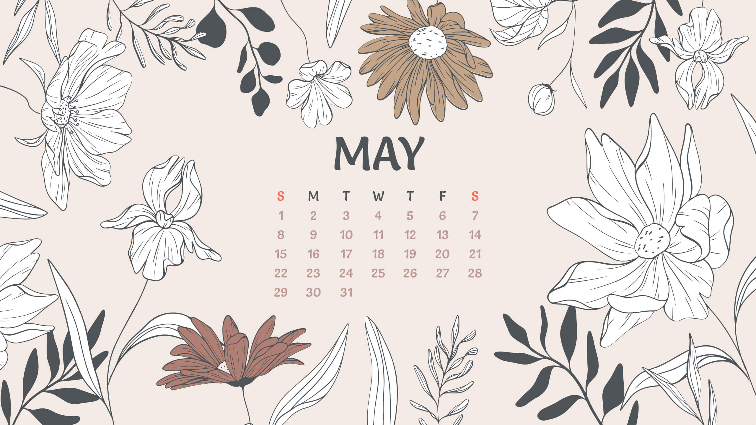 Fully Editable Free May Calendar.