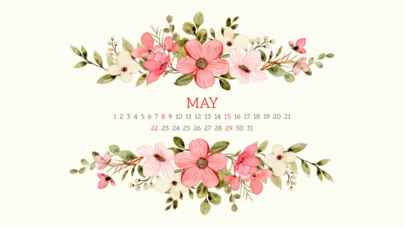 Free Pink Flower Editable May Calendar – MasterBundles