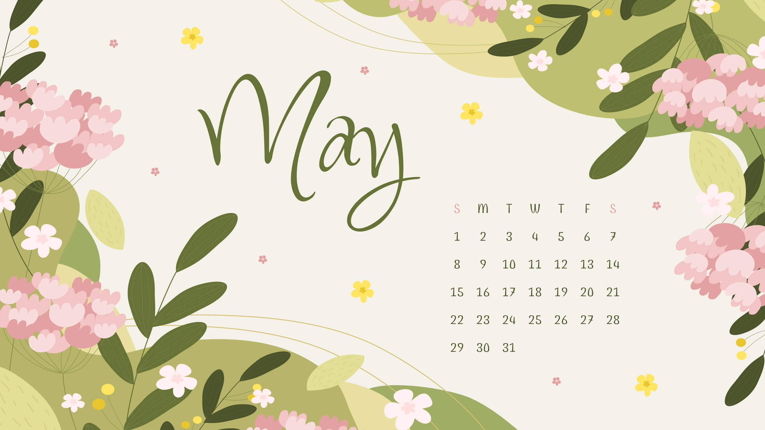 Free Spring Editable May Calendar.