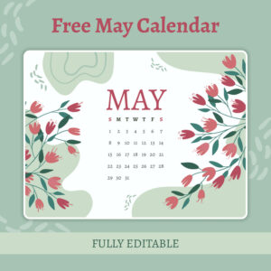 Free Editable May Calendar cover image.