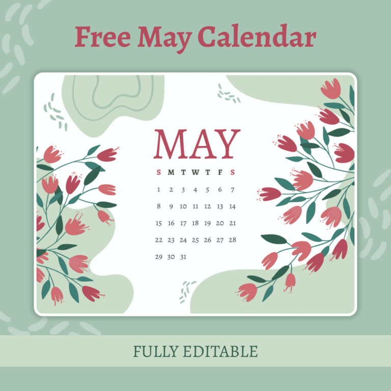 Free Editable May Calendar MasterBundles