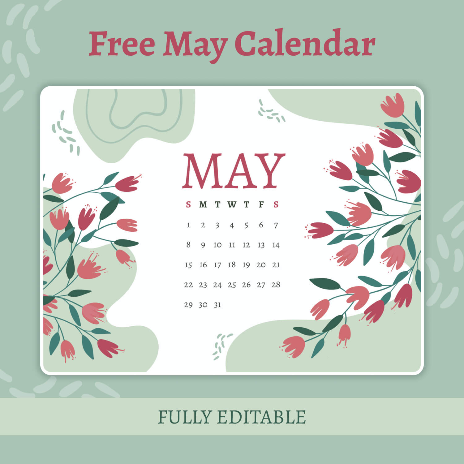 Free Editable May Calendar MasterBundles