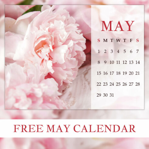 Free Peony Editable May Calendar cover image.