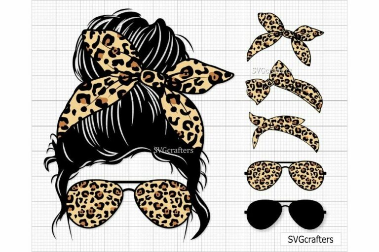 Leopard Momlife SVG, Mom Life SVG, Messy Bun SVG – MasterBundles