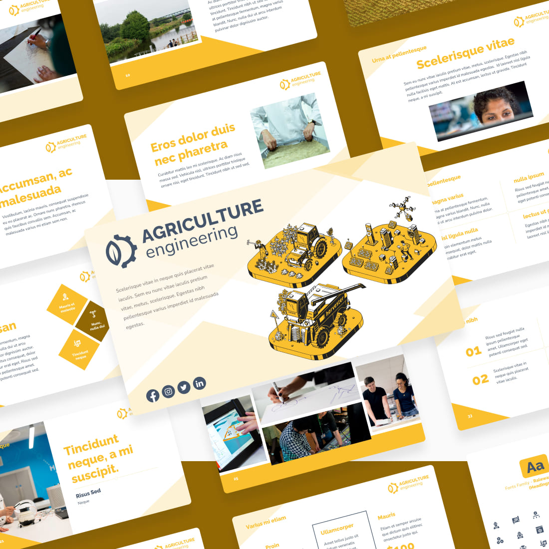 agriculture engineering powerpoint template preview image.