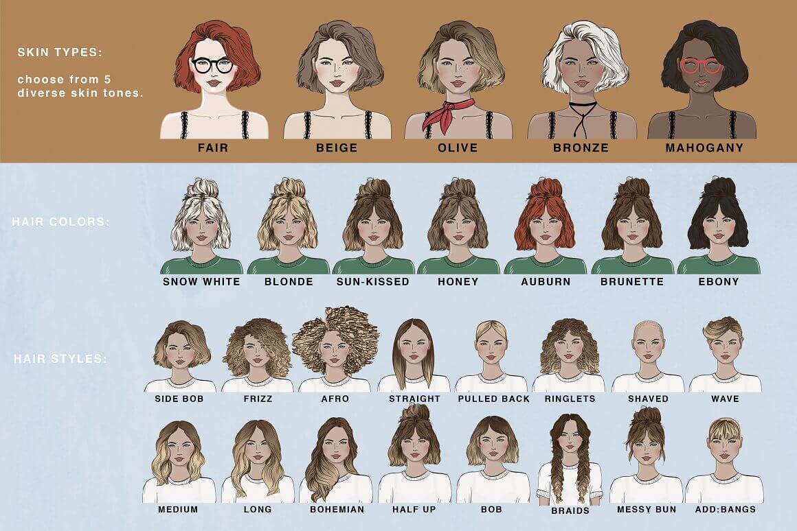 Different hairstyles for girls.