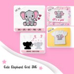 Cute elephant girl svg main pink cover.