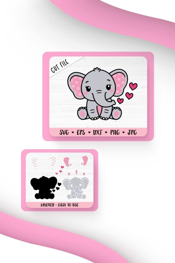 Cute Elephant Girl SVG Pinterest pink image.