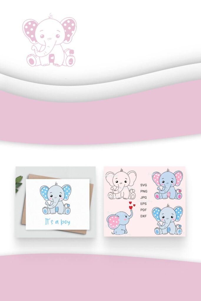 Cute Baby Elephant SVG Pinterest preview.