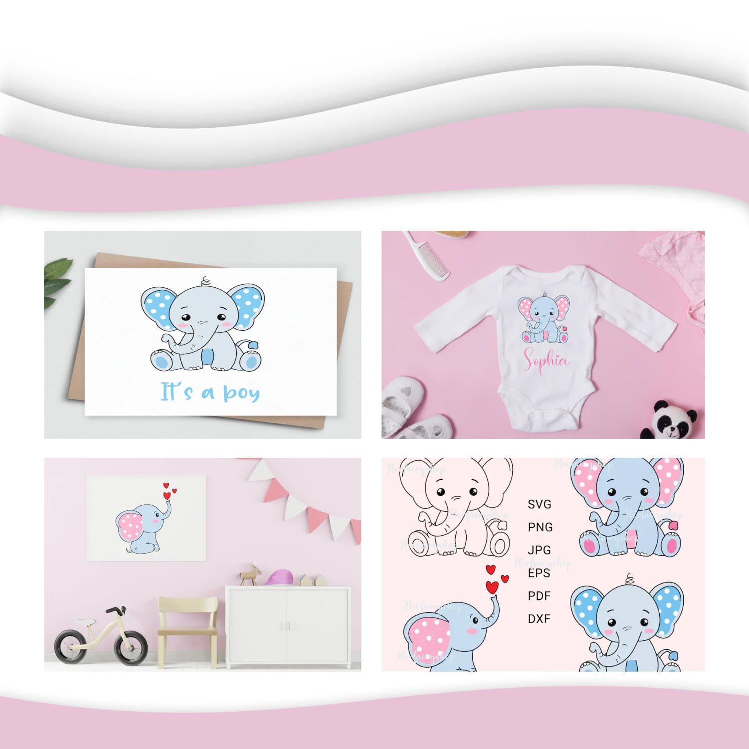 Cute Baby Elephant SVG preview.