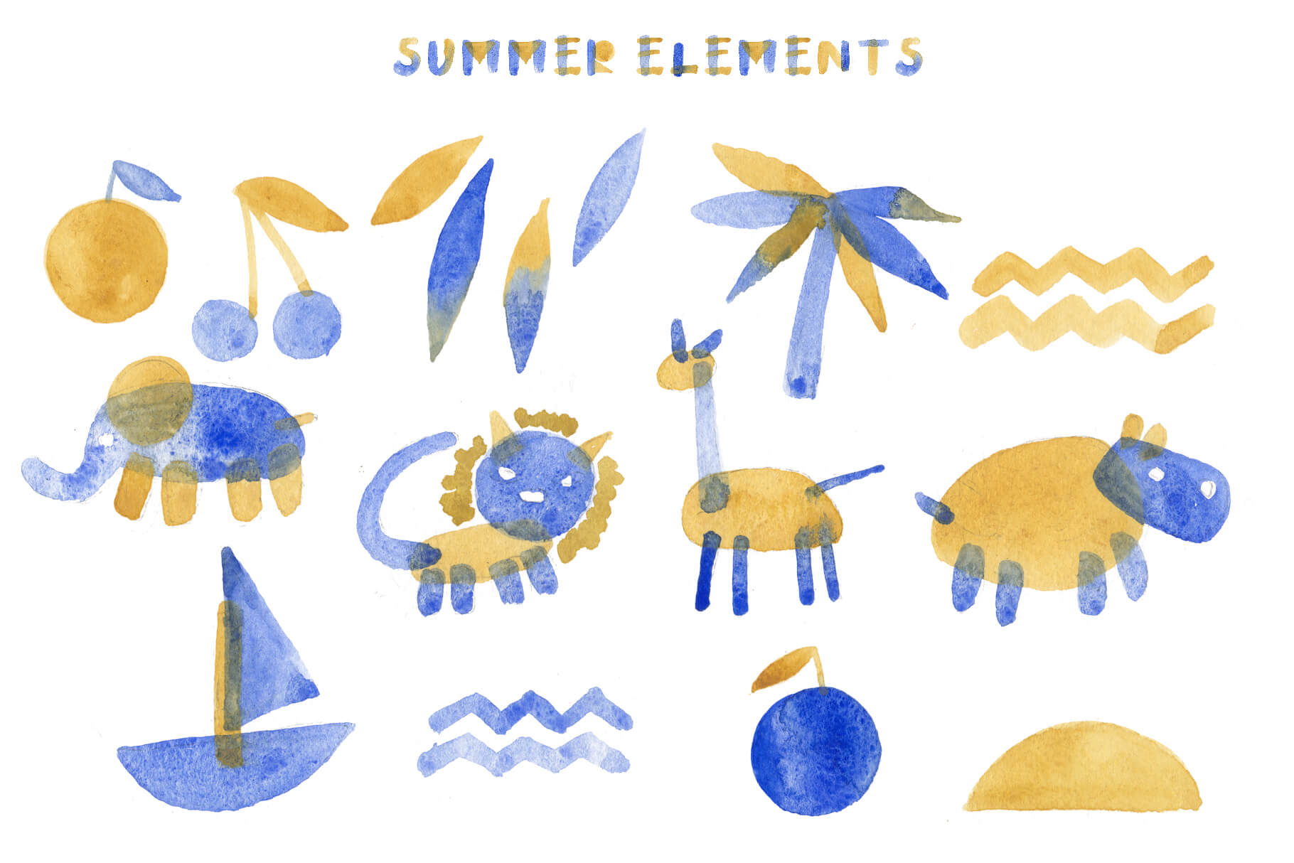 Summertime Bitmap Color Font elements.