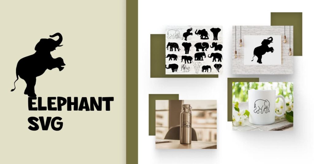 Elephant SVG Bundle facebook collage image.
