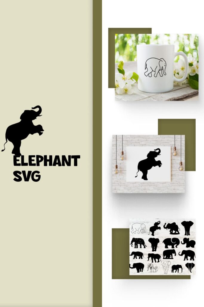 Elephant svg bundle pinterest collage image.