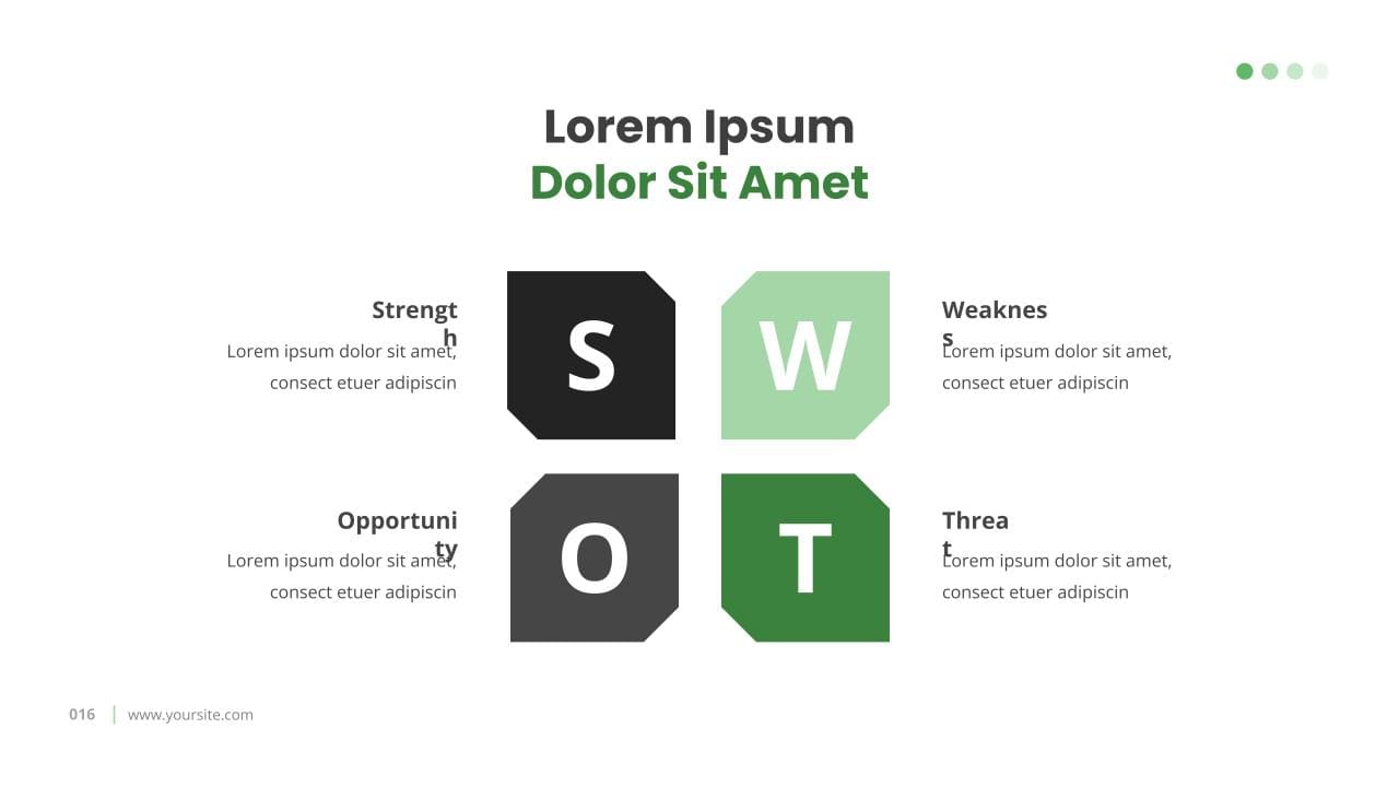 Cool green slide for SWOT analyze.