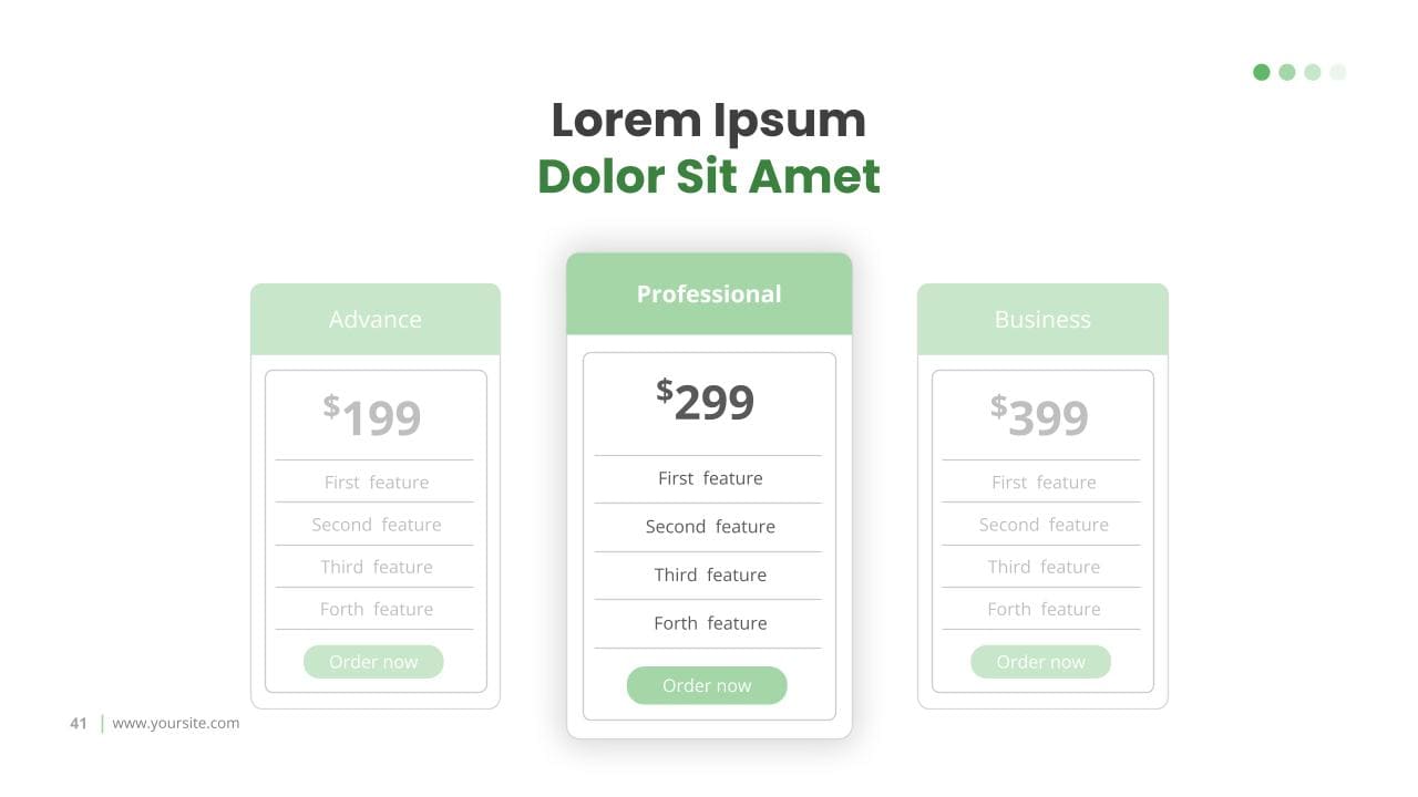 Stylish price slide in two shades of green.
