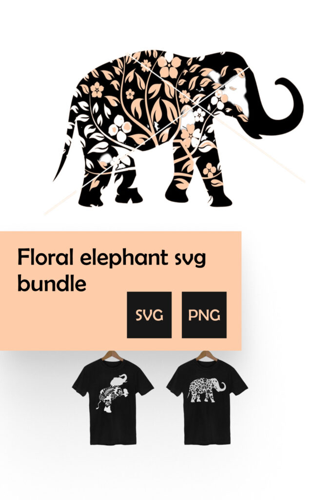 Floral Elephant SVG Bundle Pinterest mockup example.