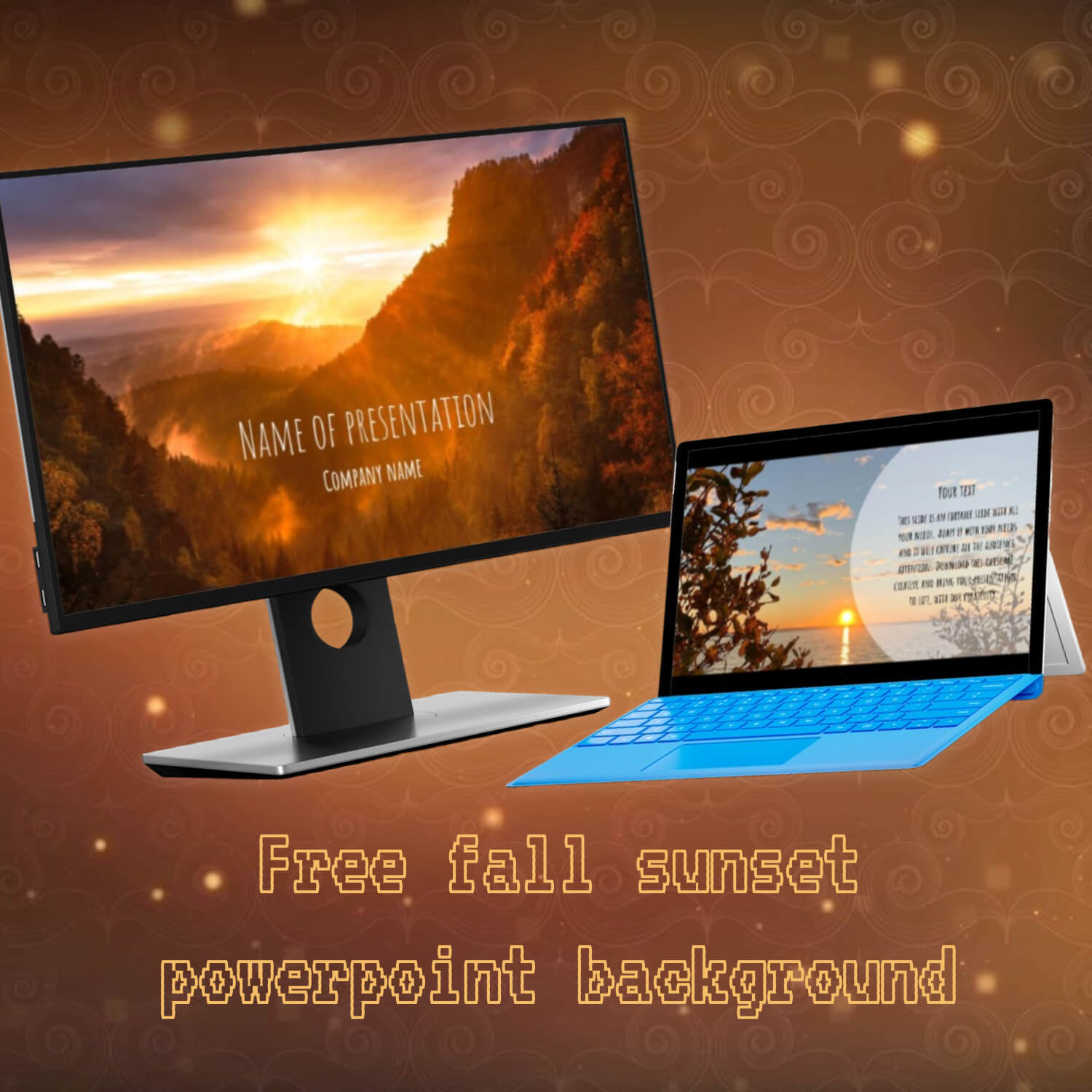 Free Fall Sunset Powerpoint Background.