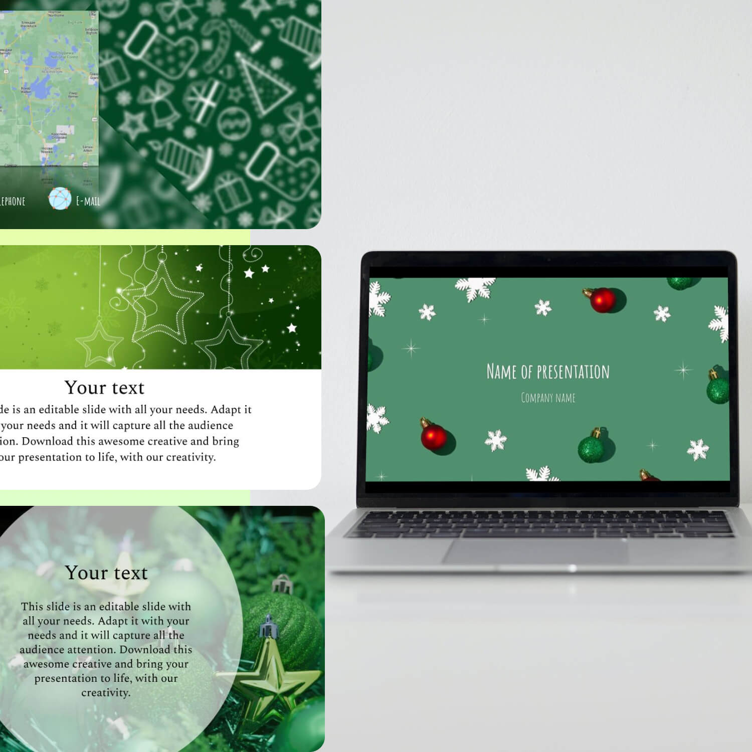 Free Green Christmas Powerpoint Background Cover.