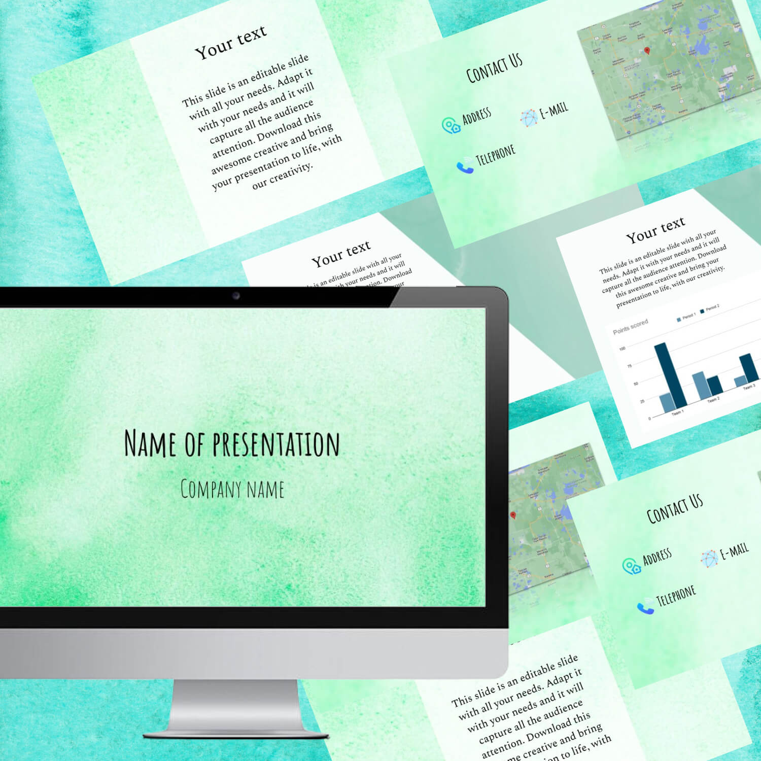 Free Mint Green Powerpoint Background Cover.