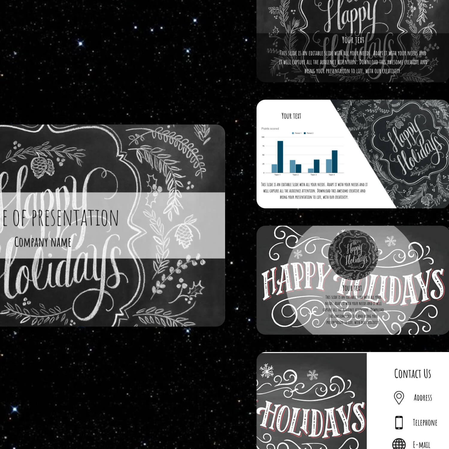 Free Powerpoint Background Image Holiday Chalkboard Cover.