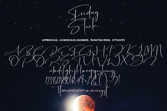 friday stuck thin and delicate script font.