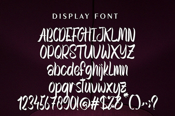 ghotic ink casual and brushed display font all symbols example.