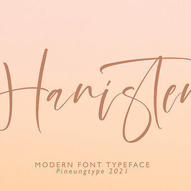 hanisten stylish and modern handwritten font cover image.