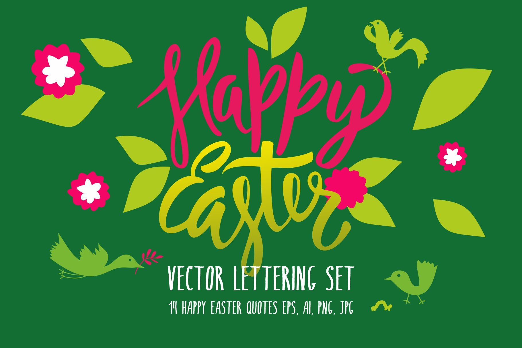 happy easter vector lettering set