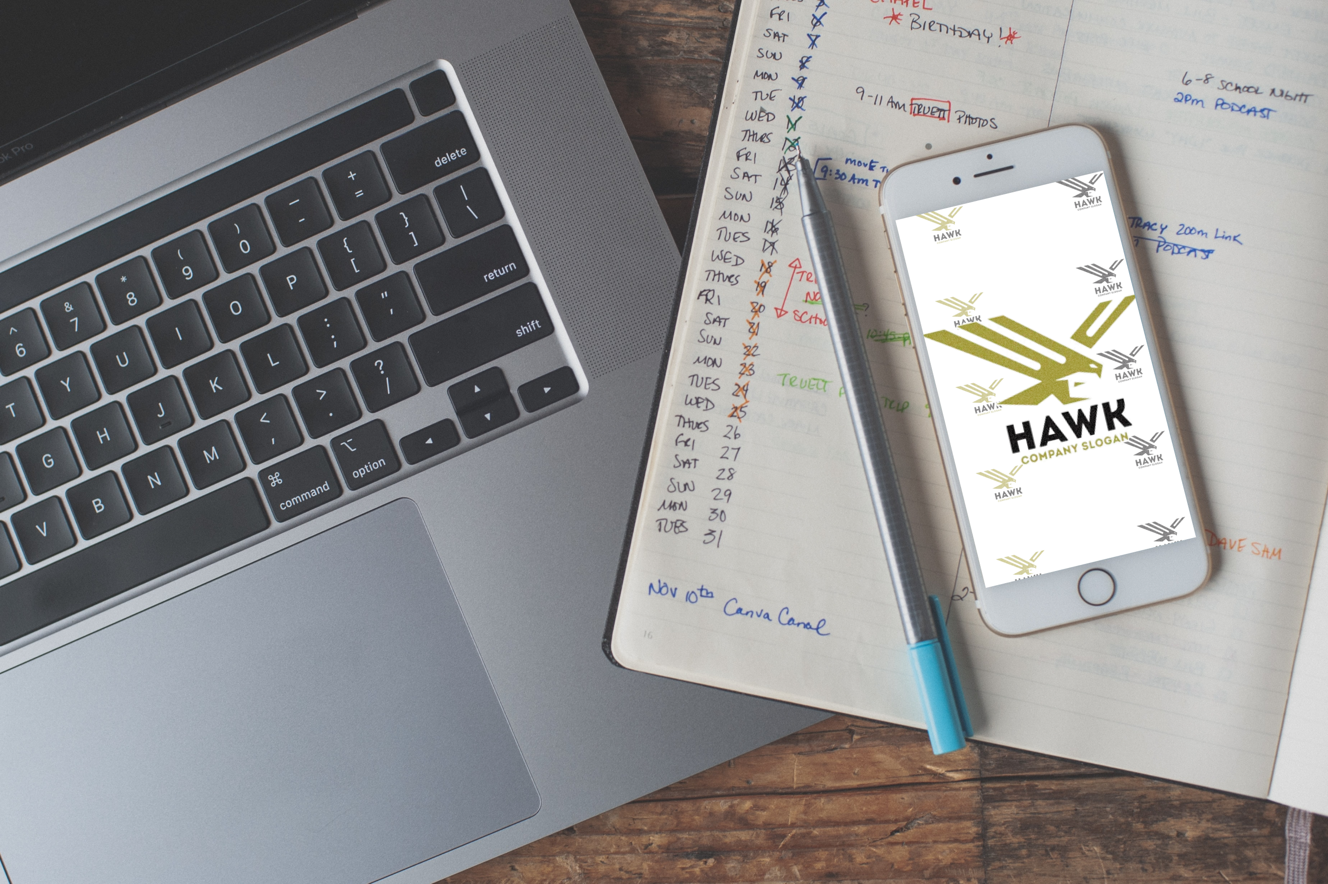 Wing hawk concept design on smartphone.