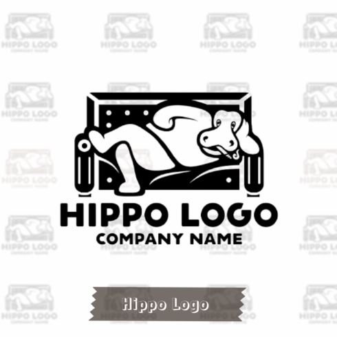 Hippo mono color logo company name.