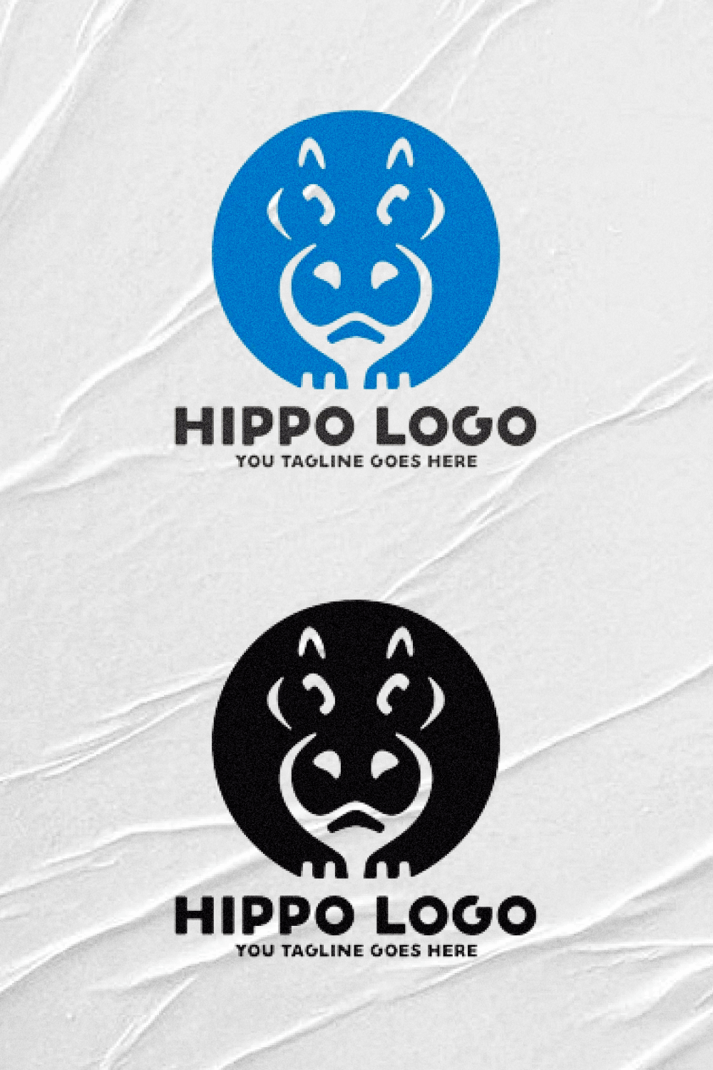 Hippo logo on blue background.