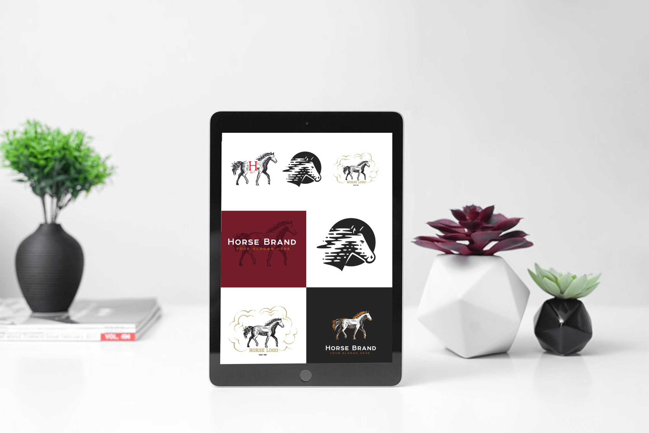 Horse concept design on tablet.