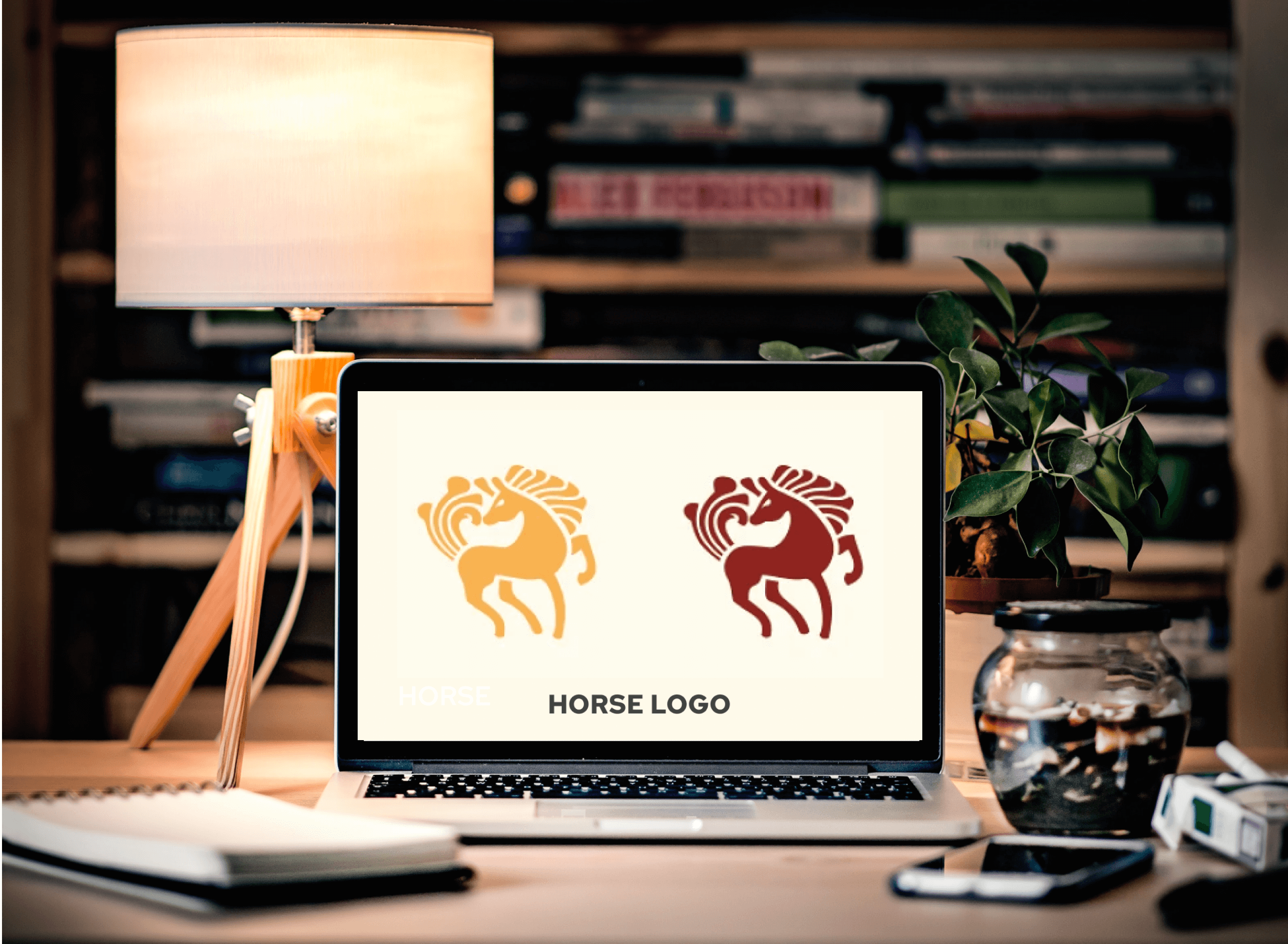 Horse concept design on laptop.